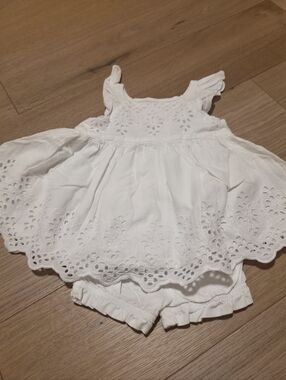 GAP Baby White Eyelet Dress with Matching Bloomers